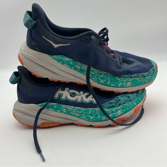 Hoka Speed Goat 6 Athletic Shoes - Navy, Teal, and Orange - Picture 2 of 5